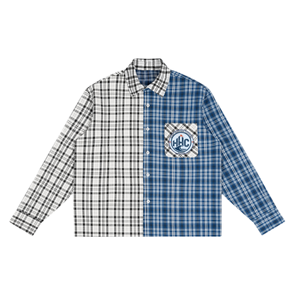 HHHC Unisex Oversized Plaid Color Block Shirt