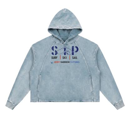 SIP Vintage Washed Frayed-Hem Hoodie