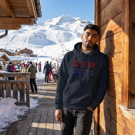 SKI in Peace Embroidered Front only Unisex Hood - Cotton Heritage